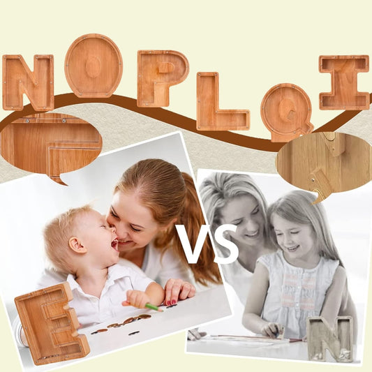 Alcancía de Madera en Forma de Letra: Estilo y Ahorro en Cada Detalle