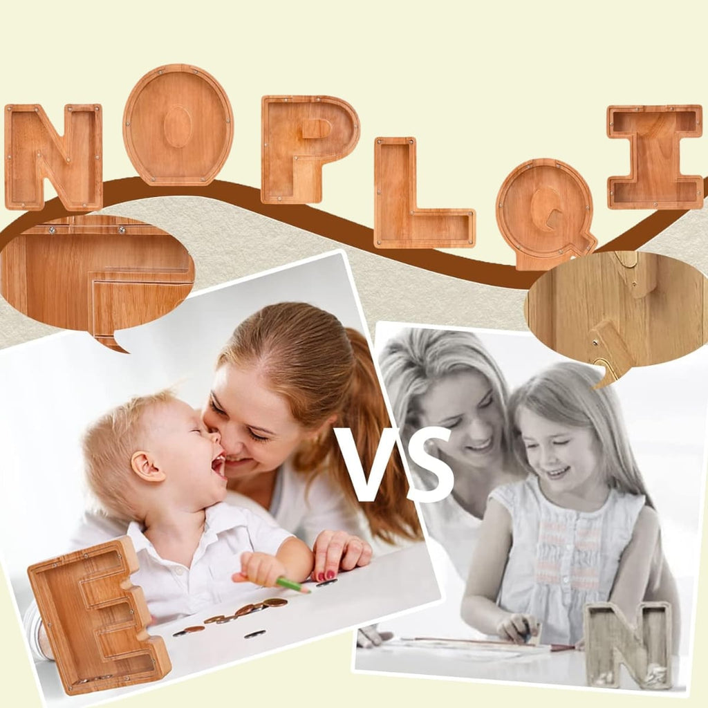 Alcancía de Madera en Forma de Letra: Estilo y Ahorro en Cada Detalle