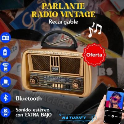 VintageVibe™ - Radio Vintage Recargable Estilo y Funcionalidad