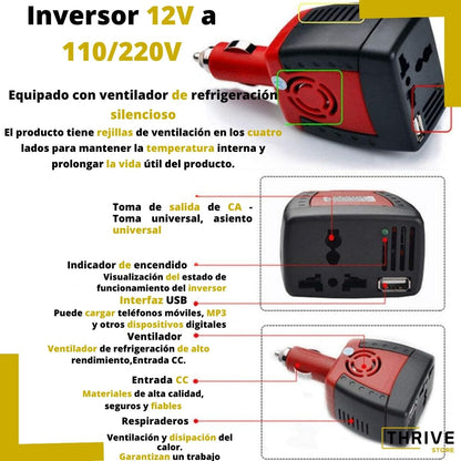 CarPower Boost™ - Inversor de Auto 150 Watts a 110/220V