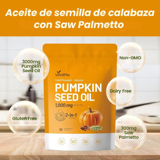 Cápsulas de aceite de semilla de calabaza💯 Natural 👉🌿