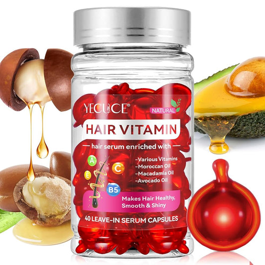 Suero vitamínico para el cabello😎, cápsulas tratamiento capilar sin enjuague con aceite marroquí/macadamia/aguacate